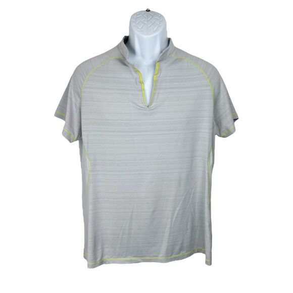 Sunice Polo Shirt Men Extra Large Grey Short Sleeve Stretch Activewear V-Neck - Picture 1 of 11